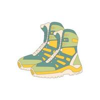 Footwear. Drawn elements for camping and hiking. Wilderness survival, travel, hiking, outdoor recreation, tourism. vector