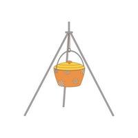 Cauldron. Drawn elements for camping and hiking. Wilderness survival, travel, hiking, outdoor recreation, tourism. vector