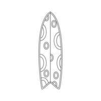 Surfboard. Beach set for summer trips. Vacation accessories for sea vacations. Line art. vector