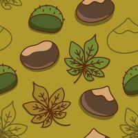Chestnuts Leaves seamless pattern for decoration card, print, background. vector