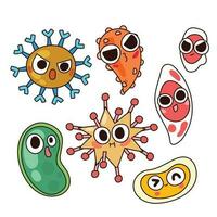 Various characters of viruses in cute design. vector