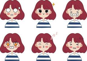 Set of cartoon avatars in various emotions. vector