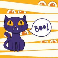 Peek-a-boo violet cat on a gauze background. vector