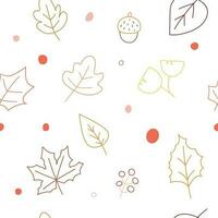 vector of autumn leaves  line drawing in seamless pattern