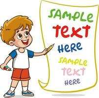 Vector Illustration of a Little kids Holding a Pencil and Text Space.Children draw scribbles on the floor and wall with colored crayons.