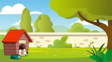 house garden doghouse cartoon vector