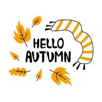 Hello autumn doodle greetings vector