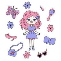 Pretty Girl with set of Accessories vector