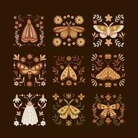 Boho Butterflies with nature elements vector