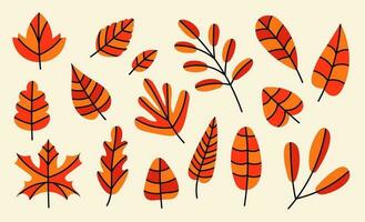 Autumn Leaves Doodle Set vector