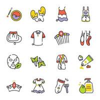 Pack of Fashion and Self Care Hand Drawn Icons vector