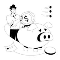 Trendy Piggy Savings vector