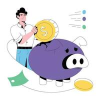 Trendy Piggy Savings vector