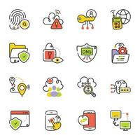 Trendy Set of Network Connections Sketchy Icons vector