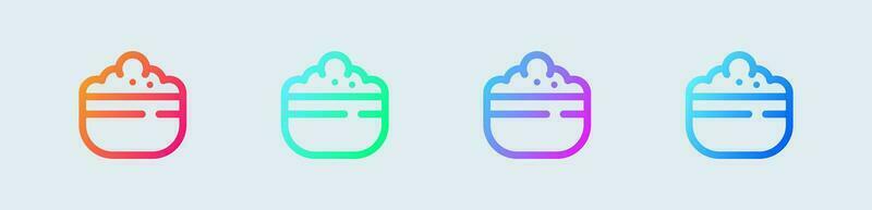 Rice bowl line icon in gradient colors. Food signs vector illustration.