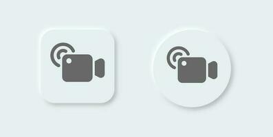 Live solid icon in neomorphic design style. Video broadcasting signs vector illustration.