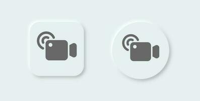 En Vivo sólido icono en neomórfico diseño estilo. vídeo radiodifusión señales vector ilustración.