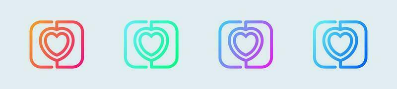 Match line icon in gradient colors. Soulmate signs vector illustration.