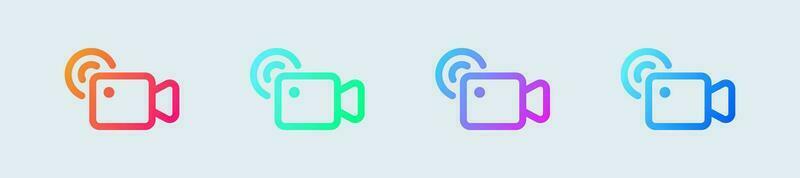 Live line icon in gradient colors. Video broadcasting signs vector illustration.