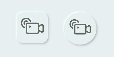 En Vivo línea icono en neomórfico diseño estilo. vídeo radiodifusión señales vector ilustración.