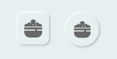 Rice bowl solid icon in neomorphic design style. Food signs vector illustration.