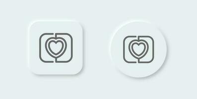 Match line icon in neomorphic design style. Soulmate signs vector illustration.