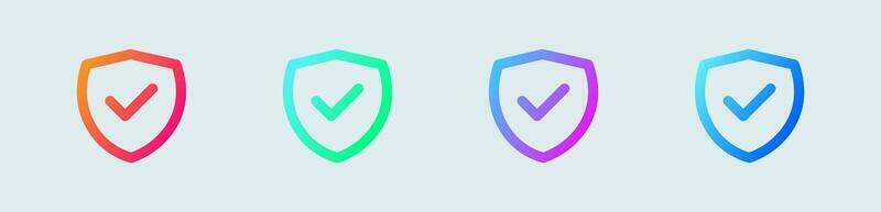 Trusted line icon in gradient colors. Check mark signs vector illustration.