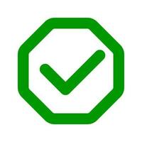 Octagonal green check box icon. Vector. vector