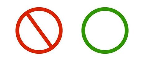 Icon set of stop sign and correct answer sign. Permission and refusal. Vectors. vector