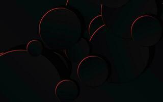 3D Vector Circles Minimalist Black Abstract Background With Blurred Effect. Circular Composition Dark Gray Minimalism Style Wallpaper. Dark Grey Technology Pattern Blank Backdrop For Business