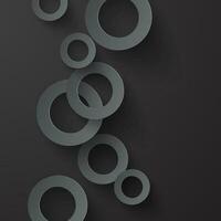 3D Vector Circles Minimalist Black Abstract Background With Blurred Effect. Circular Composition Dark Gray Minimalism Style Wallpaper. Dark Grey Technology Pattern Blank Backdrop For Business