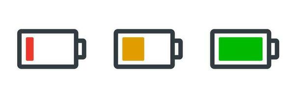 Battery icon set by remaining charge level. Vector. vector