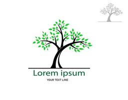 Trees and root with green leaves look beautiful and refreshing. Tree and roots LOGO style. vector