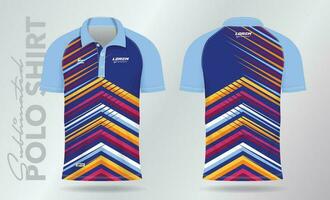 colorful sublimation Polo Shirt mockup template design for badminton jersey, tennis, soccer, football or sport uniform vector