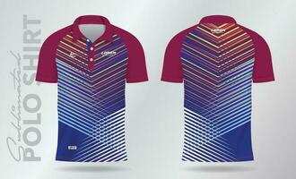 colorful sublimation Polo Shirt mockup template design for badminton jersey, tennis, soccer, football or sport uniform vector