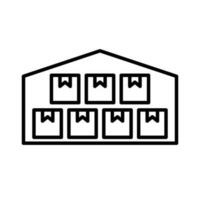 Logistics warehouse icon and piles of cardboard icons. Vector. vector