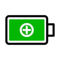 Flat design battery icon with plus mark. Vector. vector