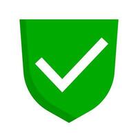 Green check mark shield icon. Safety or approval. Vector. vector