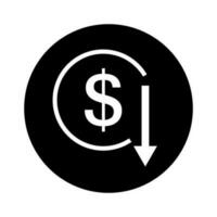 Round dollar decrease icon. Vector. vector