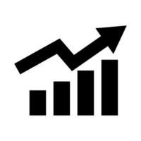 Bar graph and arrow silhouette icon. Sales and analysis data. Vectors. vector