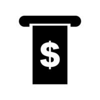 Dollar banknote silhouette icon withdrawn from ATM. Vector. vector