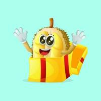 Cute durian character receiving gifts vector