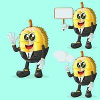 Cute durian characters in advertising vector