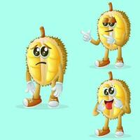 Cute durian characters with different facial expressions vector