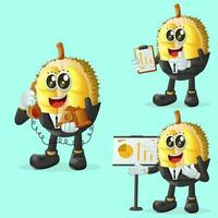 Cute durian character at work vector