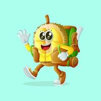 Cute durian character on vacation vector