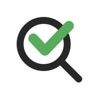 Inspection check mark magnifying glass icon. Confirmation. Vector. vector