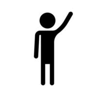 Person silhouette icon with hand raised. Vector. vector