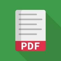 Flat design PDF file icon isolated on green background. Vector. vector