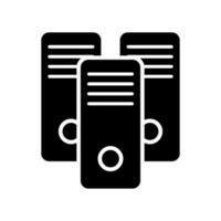 Three vertical server silhouette icons. Hosting and data storage. Vector. vector